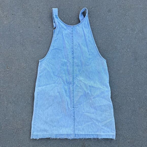 Y2K Faded glory embroidered butterfly overalls jumper dress art smock - Picture 2 of 8
